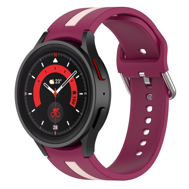 For Samsung Galaxy Watch5 / Watch5 Pro Two-color Stripe Silicone Watch Band