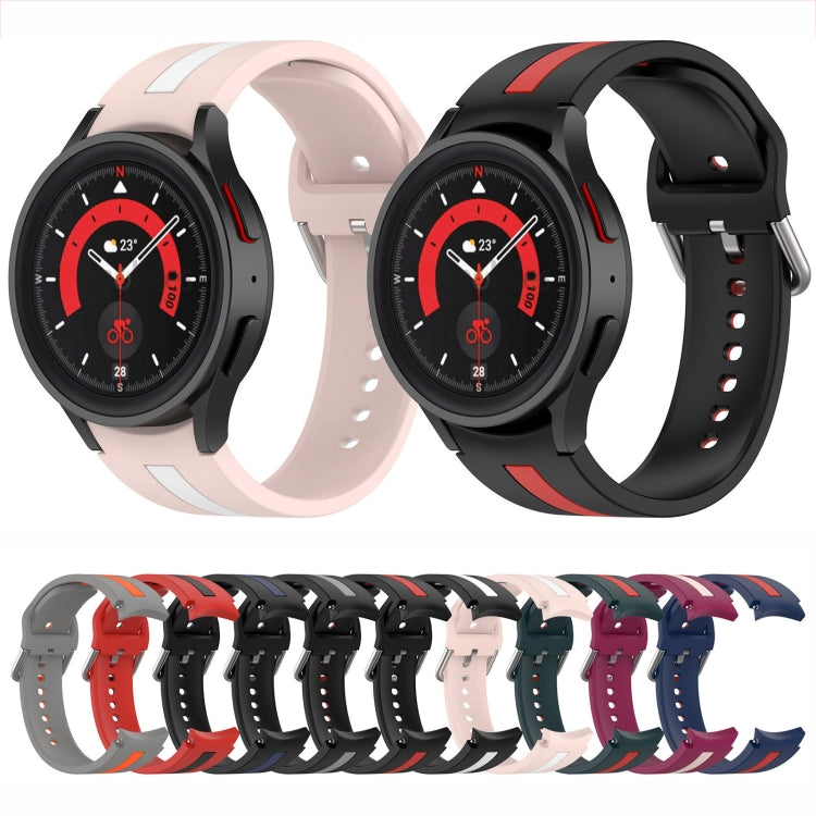 For Samsung Galaxy Watch5 / Watch5 Pro Two-color Stripe Silicone Watch Band