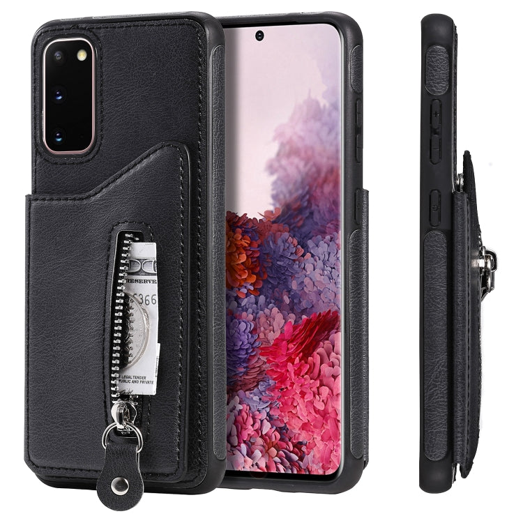 For Galaxy S20 Solid Color Double Buckle Zipper Shockproof Protective Case