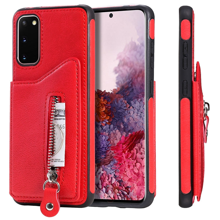 For Galaxy S20 Solid Color Double Buckle Zipper Shockproof Protective Case