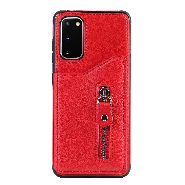 For Galaxy S20 Solid Color Double Buckle Zipper Shockproof Protective Case
