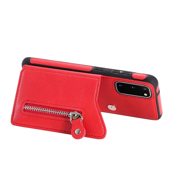 For Galaxy S20 Solid Color Double Buckle Zipper Shockproof Protective Case