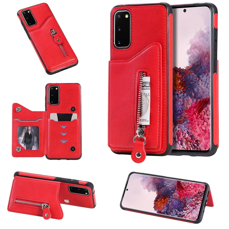 For Galaxy S20 Solid Color Double Buckle Zipper Shockproof Protective Case
