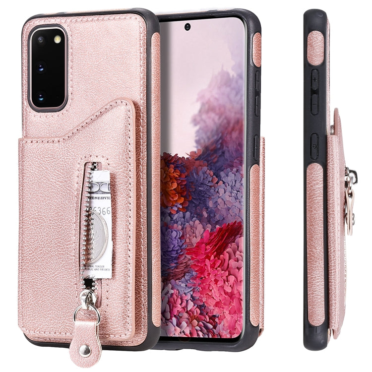 For Galaxy S20 Solid Color Double Buckle Zipper Shockproof Protective Case