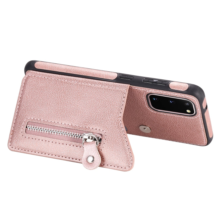 For Galaxy S20 Solid Color Double Buckle Zipper Shockproof Protective Case