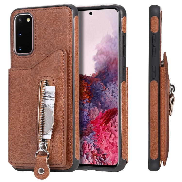 For Galaxy S20 Solid Color Double Buckle Zipper Shockproof Protective Case