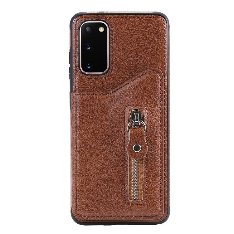 For Galaxy S20 Solid Color Double Buckle Zipper Shockproof Protective Case