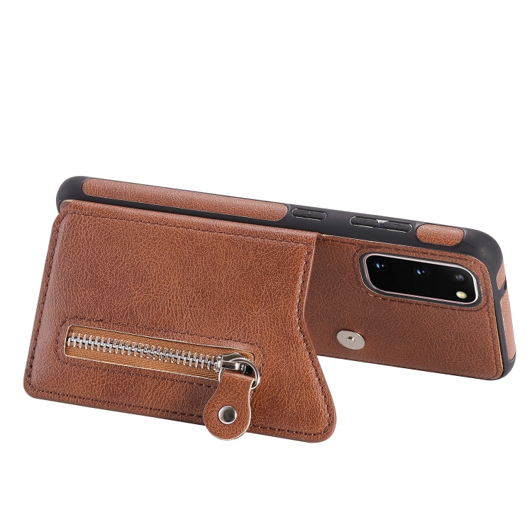 For Galaxy S20 Solid Color Double Buckle Zipper Shockproof Protective Case
