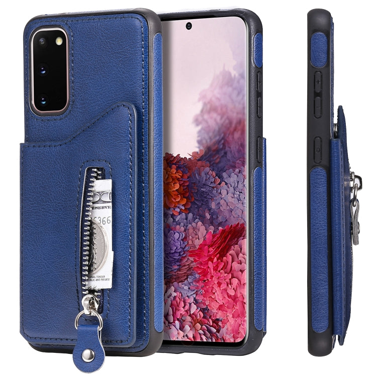 For Galaxy S20 Solid Color Double Buckle Zipper Shockproof Protective Case