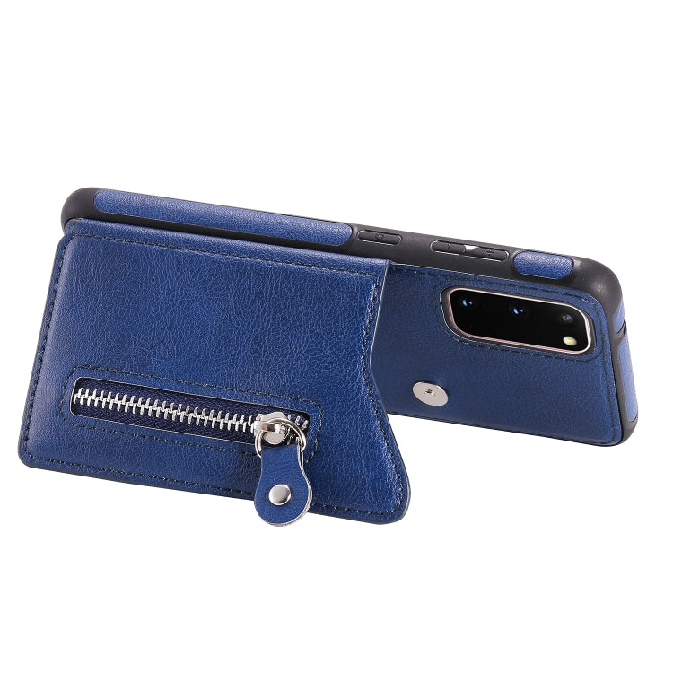 For Galaxy S20 Solid Color Double Buckle Zipper Shockproof Protective Case