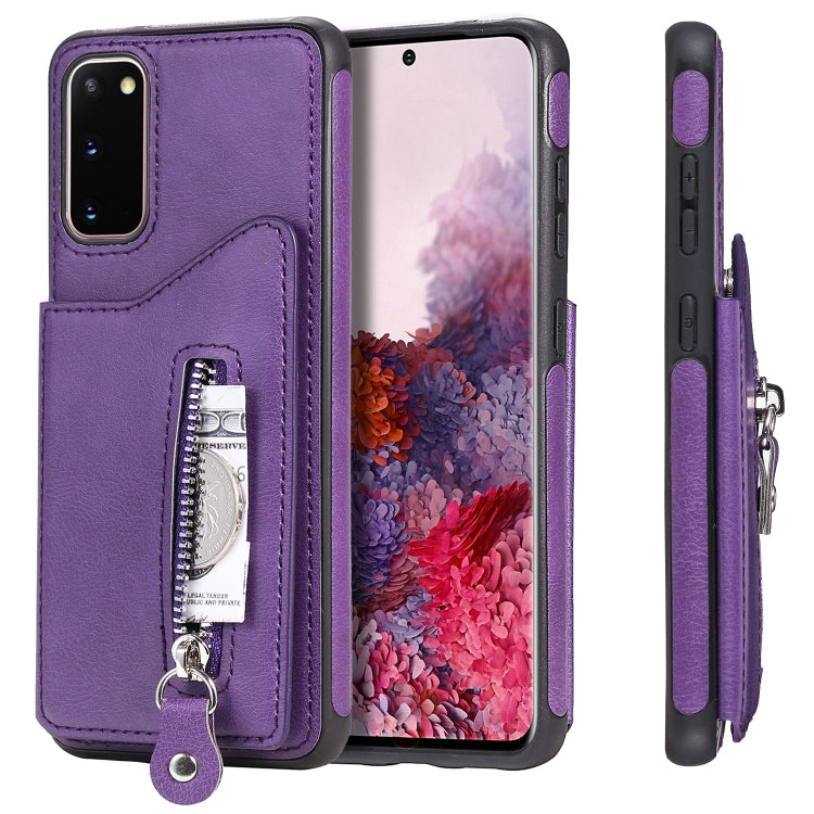For Galaxy S20 Solid Color Double Buckle Zipper Shockproof Protective Case
