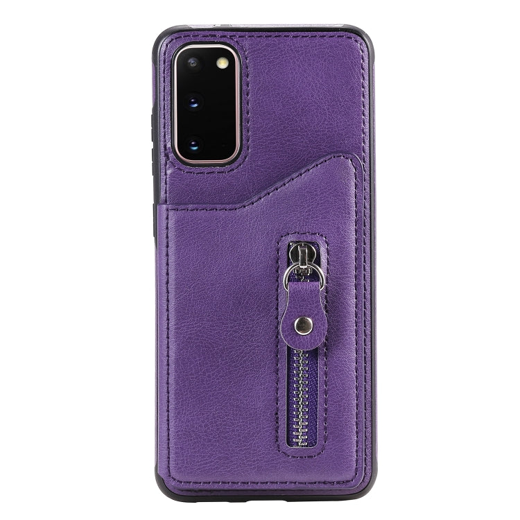 For Galaxy S20 Solid Color Double Buckle Zipper Shockproof Protective Case