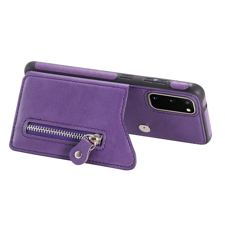 For Galaxy S20 Solid Color Double Buckle Zipper Shockproof Protective Case