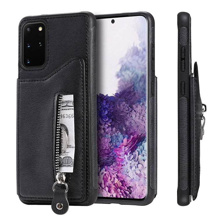 For Galaxy S20 Plus Solid Color Double Buckle Zipper Shockproof Protective Case