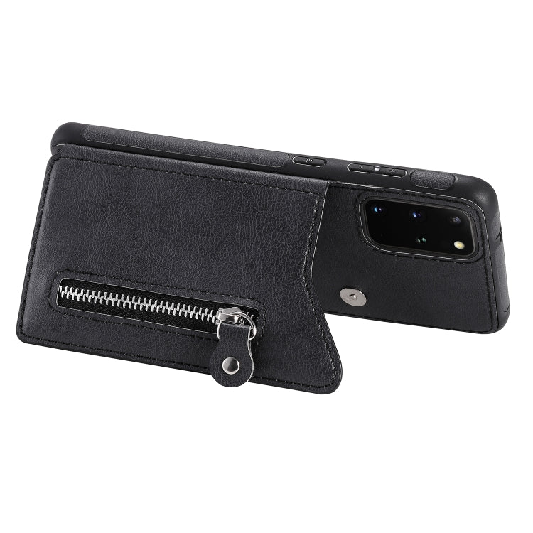 For Galaxy S20 Plus Solid Color Double Buckle Zipper Shockproof Protective Case