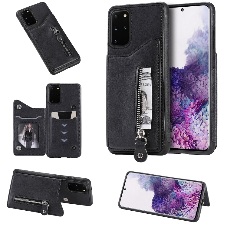 For Galaxy S20 Plus Solid Color Double Buckle Zipper Shockproof Protective Case