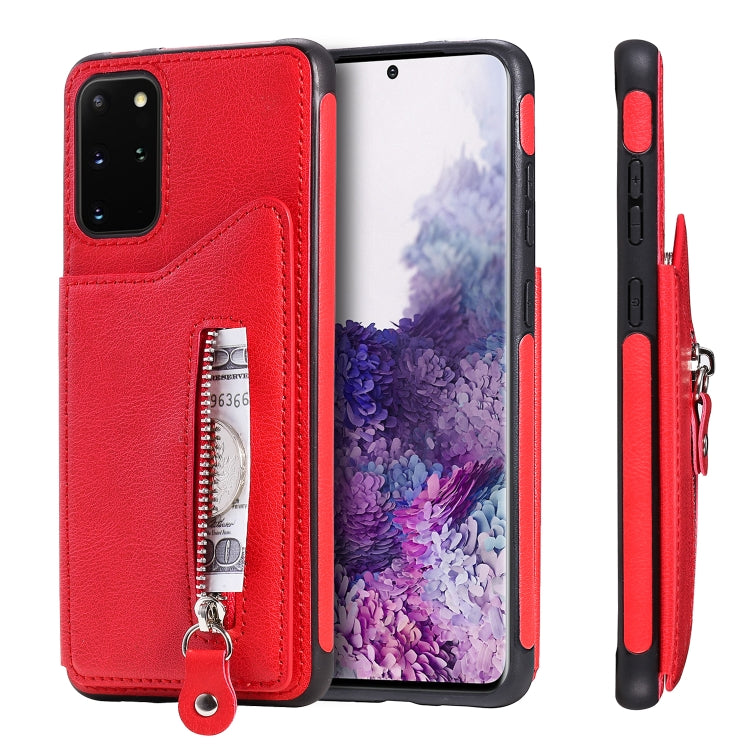 For Galaxy S20 Plus Solid Color Double Buckle Zipper Shockproof Protective Case