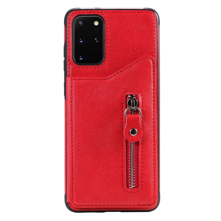 For Galaxy S20 Plus Solid Color Double Buckle Zipper Shockproof Protective Case