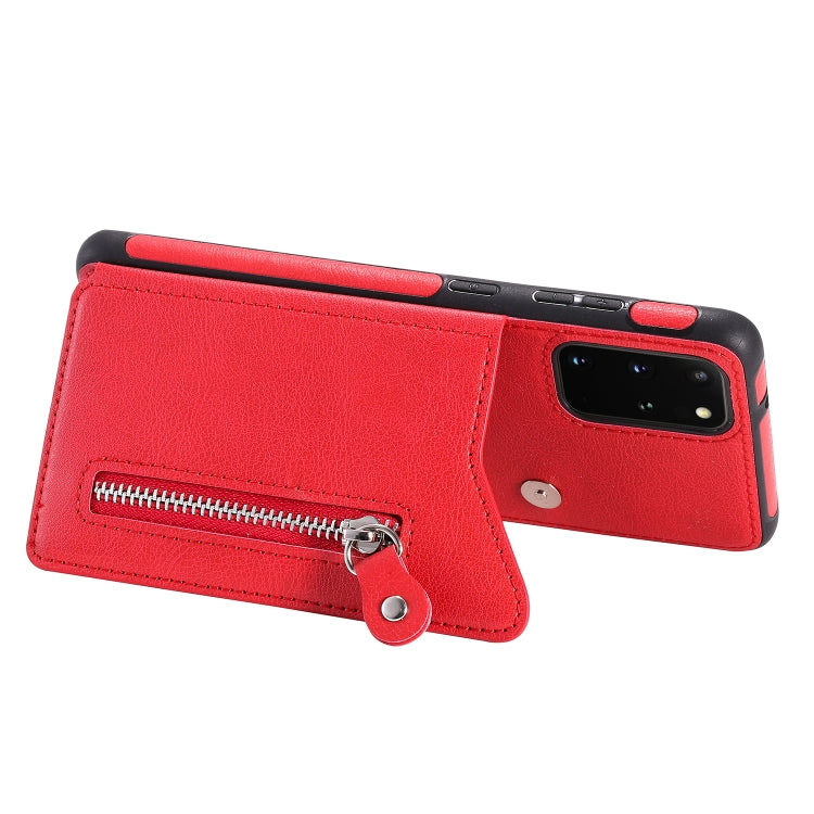 For Galaxy S20 Plus Solid Color Double Buckle Zipper Shockproof Protective Case