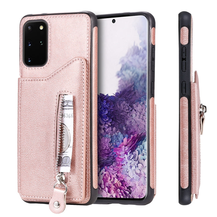 For Galaxy S20 Plus Solid Color Double Buckle Zipper Shockproof Protective Case