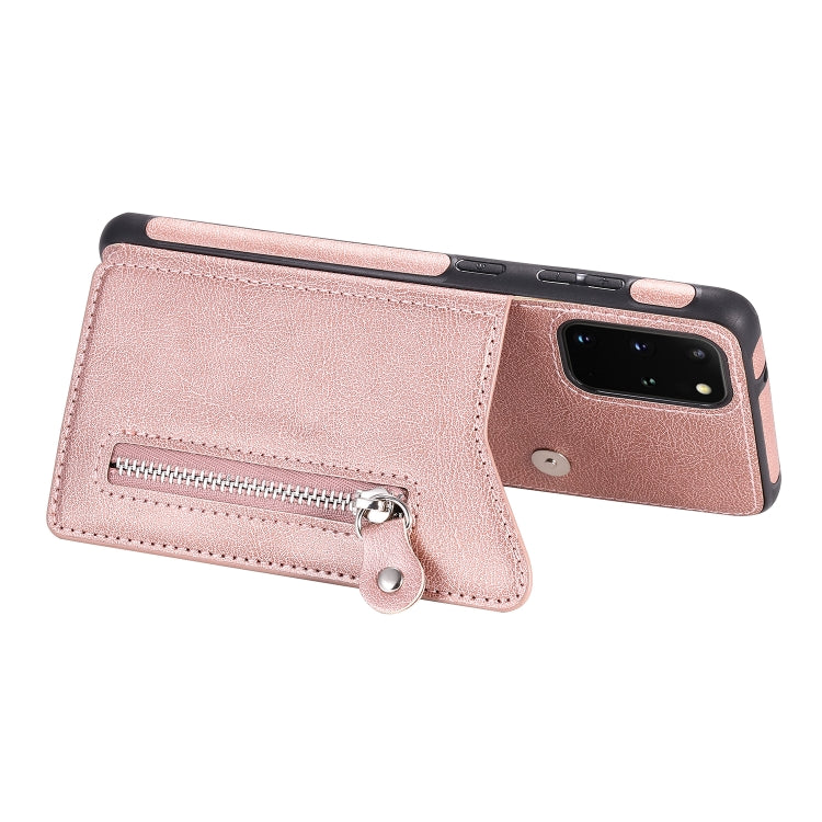 For Galaxy S20 Plus Solid Color Double Buckle Zipper Shockproof Protective Case