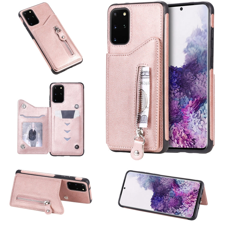 For Galaxy S20 Plus Solid Color Double Buckle Zipper Shockproof Protective Case