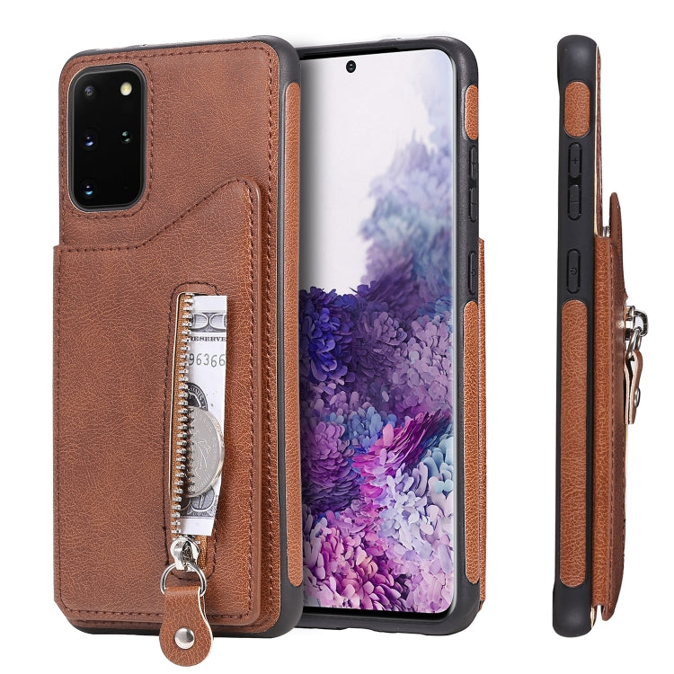 For Galaxy S20 Plus Solid Color Double Buckle Zipper Shockproof Protective Case