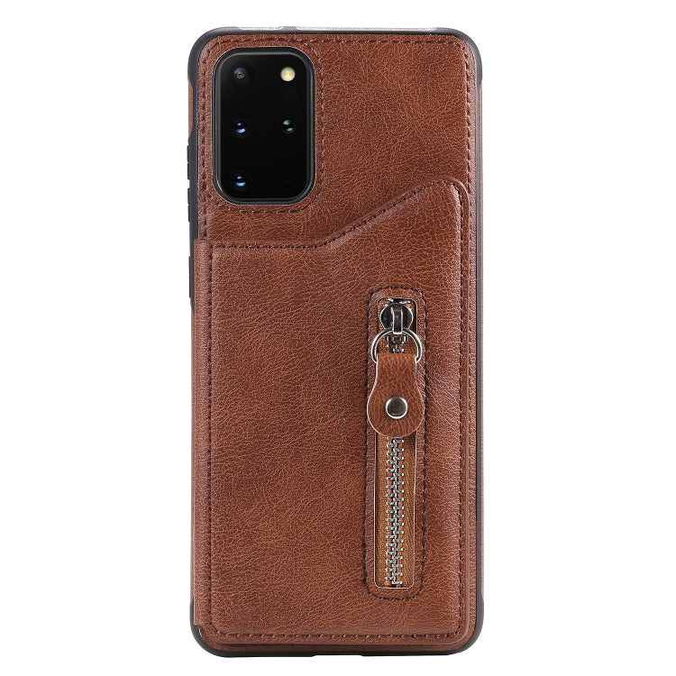 For Galaxy S20 Plus Solid Color Double Buckle Zipper Shockproof Protective Case