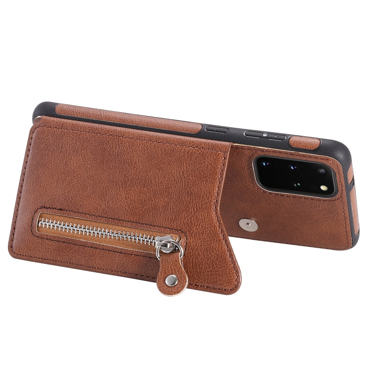 For Galaxy S20 Plus Solid Color Double Buckle Zipper Shockproof Protective Case
