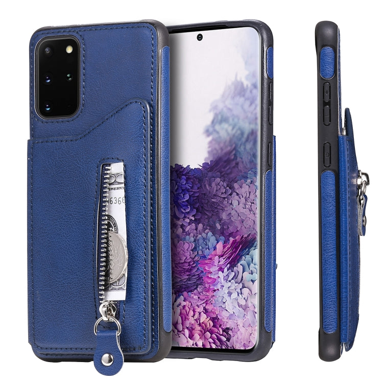 For Galaxy S20 Plus Solid Color Double Buckle Zipper Shockproof Protective Case
