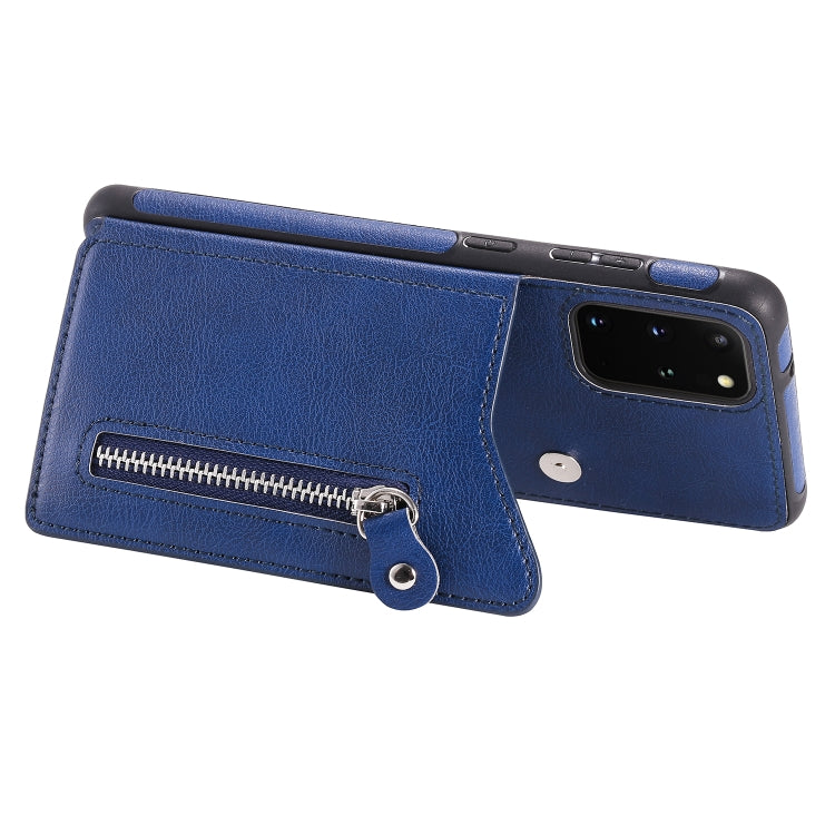 For Galaxy S20 Plus Solid Color Double Buckle Zipper Shockproof Protective Case