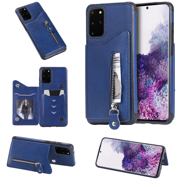 For Galaxy S20 Plus Solid Color Double Buckle Zipper Shockproof Protective Case