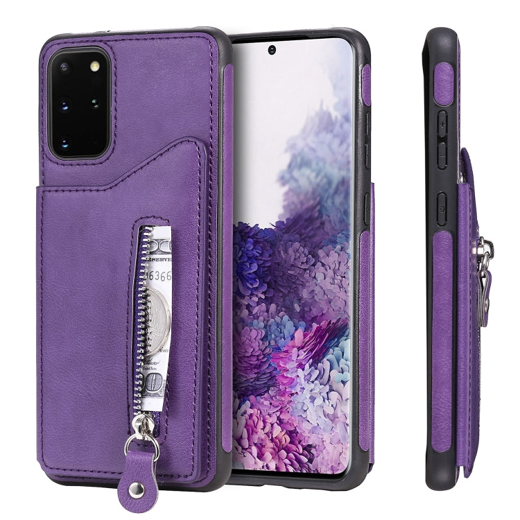 For Galaxy S20 Plus Solid Color Double Buckle Zipper Shockproof Protective Case