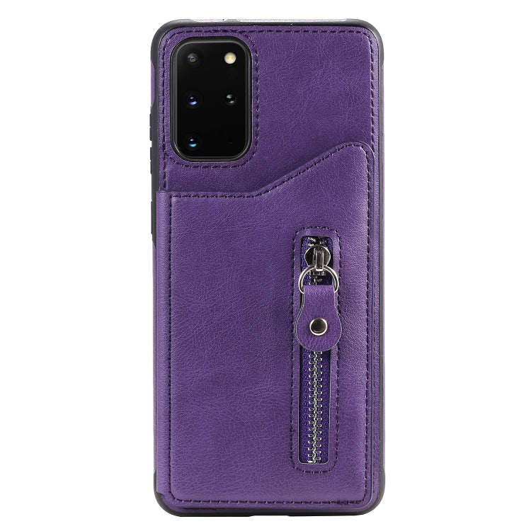 For Galaxy S20 Plus Solid Color Double Buckle Zipper Shockproof Protective Case