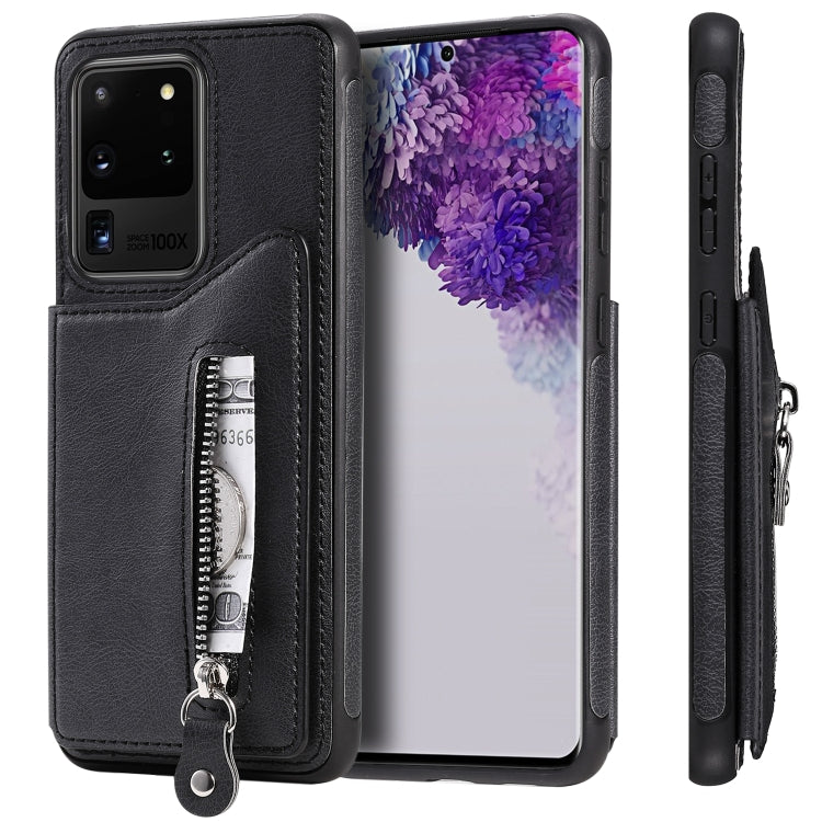 For Galaxy S20 Ultra Solid Color Double Buckle Zipper Shockproof Protective Case