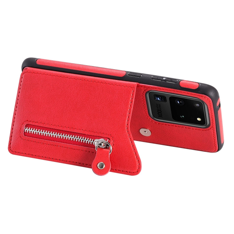 For Galaxy S20 Ultra Solid Color Double Buckle Zipper Shockproof Protective Case