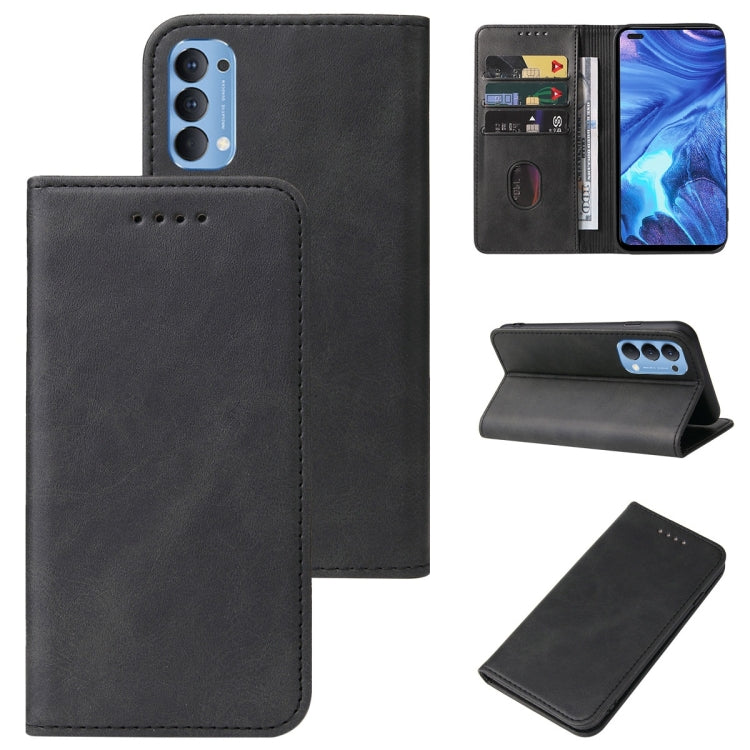 For OPPO Reno4 Magnetic Closure Leather Phone Case