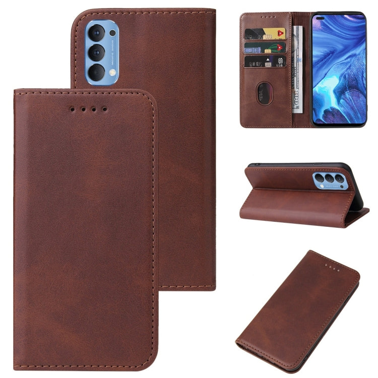 For OPPO Reno4 Magnetic Closure Leather Phone Case