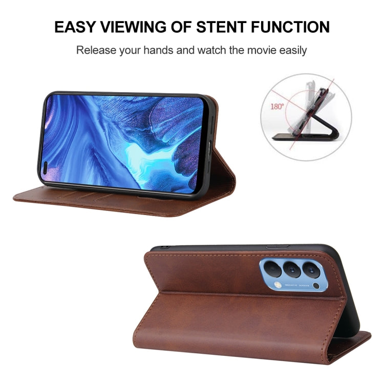 For OPPO Reno4 Magnetic Closure Leather Phone Case