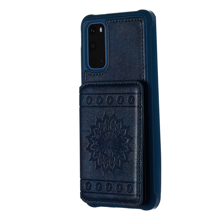 For Galaxy S20 Sun Flower Pattern Embossed Horizontal Drop-proof Mobile Phone Case with Card Slots & Wallet & Photo Holder & Stand Function