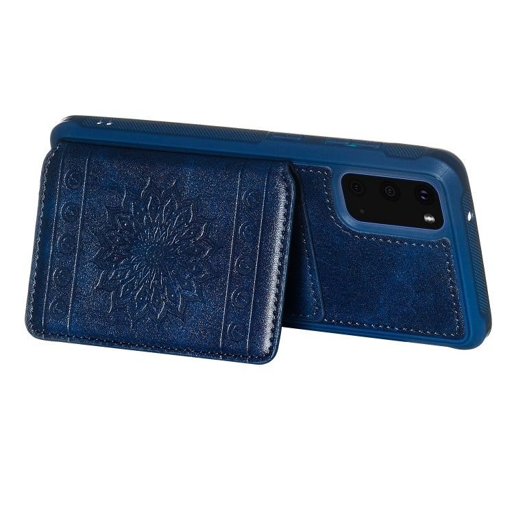 For Galaxy S20 Sun Flower Pattern Embossed Horizontal Drop-proof Mobile Phone Case with Card Slots & Wallet & Photo Holder & Stand Function