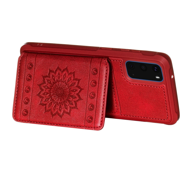 For Galaxy S20 Sun Flower Pattern Embossed Horizontal Drop-proof Mobile Phone Case with Card Slots & Wallet & Photo Holder & Stand Function