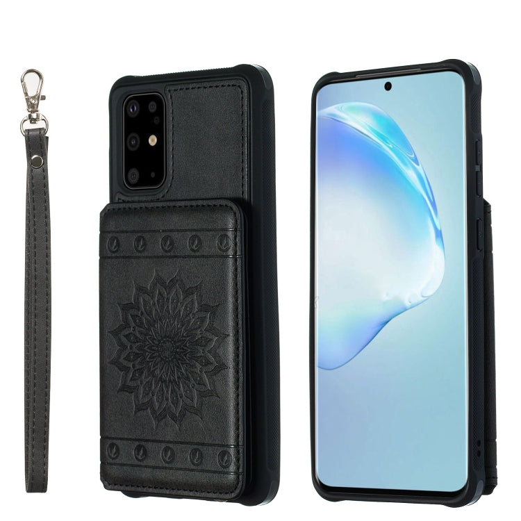 For Galaxy S20+ Sun Flower Pattern Embossed Horizontal Drop-proof Mobile Phone Case with Card Slots & Wallet & Photo Holder & Stand Function