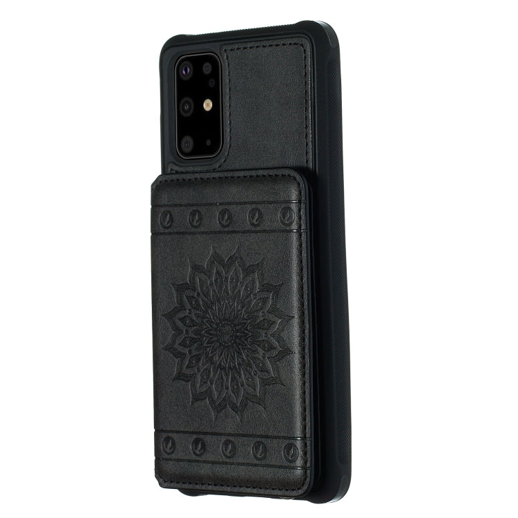 For Galaxy S20+ Sun Flower Pattern Embossed Horizontal Drop-proof Mobile Phone Case with Card Slots & Wallet & Photo Holder & Stand Function