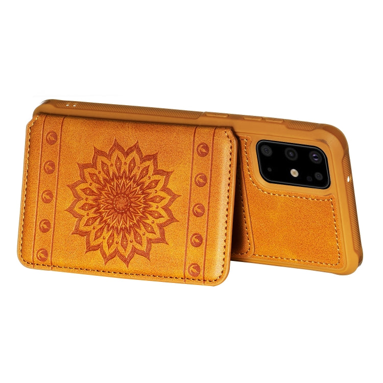 For Galaxy S20+ Sun Flower Pattern Embossed Horizontal Drop-proof Mobile Phone Case with Card Slots & Wallet & Photo Holder & Stand Function