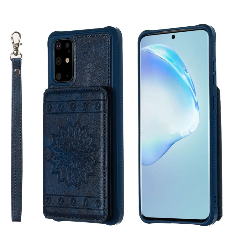 For Galaxy S20+ Sun Flower Pattern Embossed Horizontal Drop-proof Mobile Phone Case with Card Slots & Wallet & Photo Holder & Stand Function