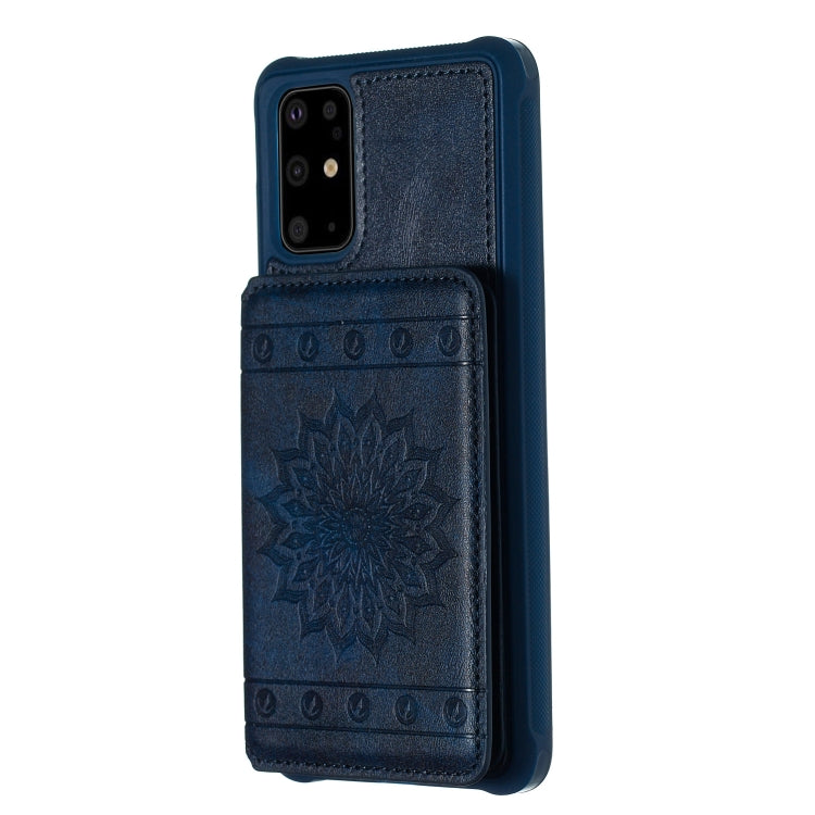 For Galaxy S20+ Sun Flower Pattern Embossed Horizontal Drop-proof Mobile Phone Case with Card Slots & Wallet & Photo Holder & Stand Function