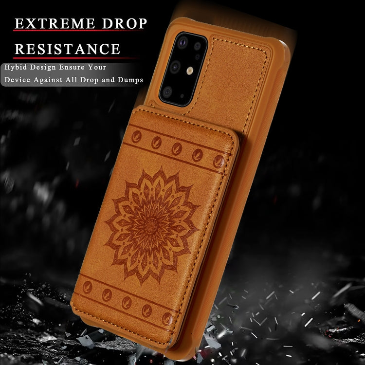 For Galaxy S20+ Sun Flower Pattern Embossed Horizontal Drop-proof Mobile Phone Case with Card Slots & Wallet & Photo Holder & Stand Function