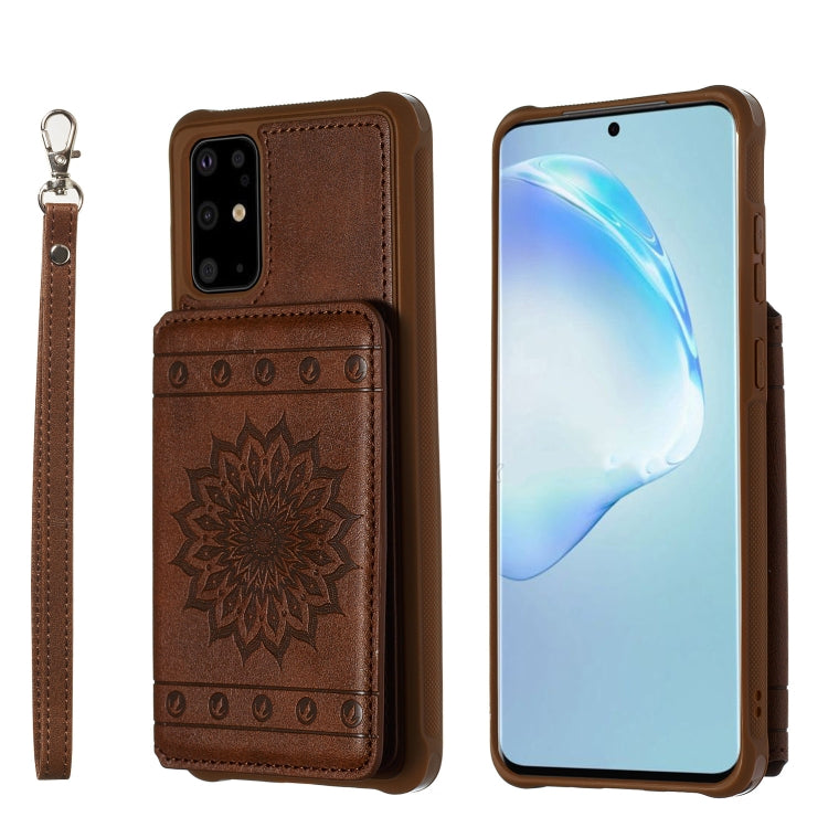 For Galaxy S20+ Sun Flower Pattern Embossed Horizontal Drop-proof Mobile Phone Case with Card Slots & Wallet & Photo Holder & Stand Function
