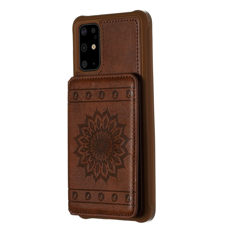 For Galaxy S20+ Sun Flower Pattern Embossed Horizontal Drop-proof Mobile Phone Case with Card Slots & Wallet & Photo Holder & Stand Function